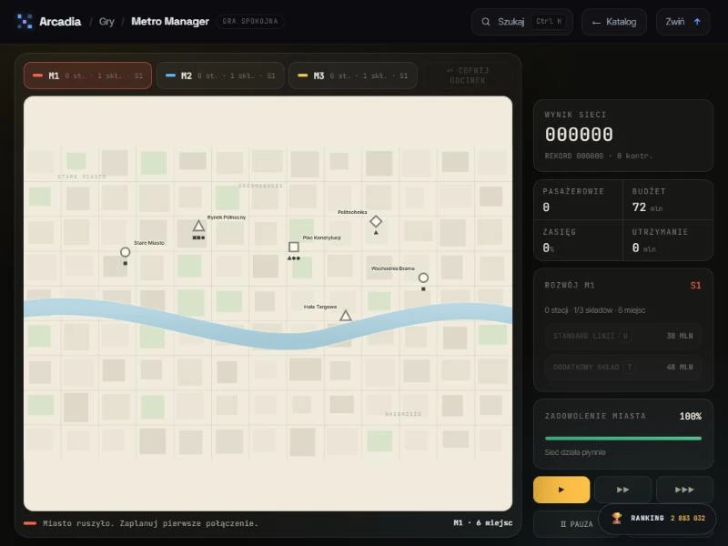Metro Manager: mapa miasta i planowanie pierwszej linii
