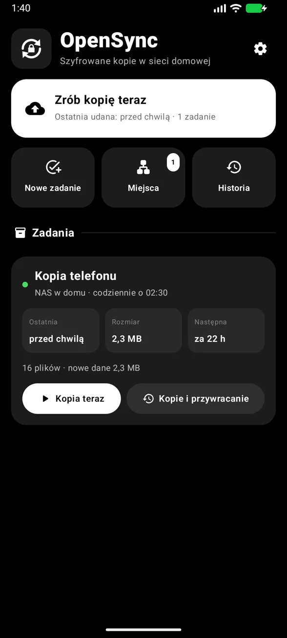Zadanie kopii po udanej synchronizacji z NAS-em