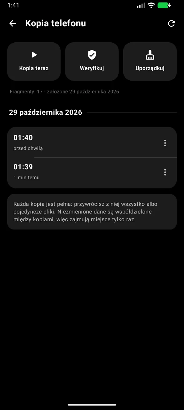 Lista kopii z weryfikacją i porządkowaniem